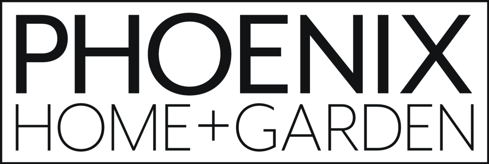 Phoenix Home + Garden magazine logo in black and white